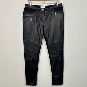 Cache Womens Black Genuine Leather Spandex Biker Pants Size 14